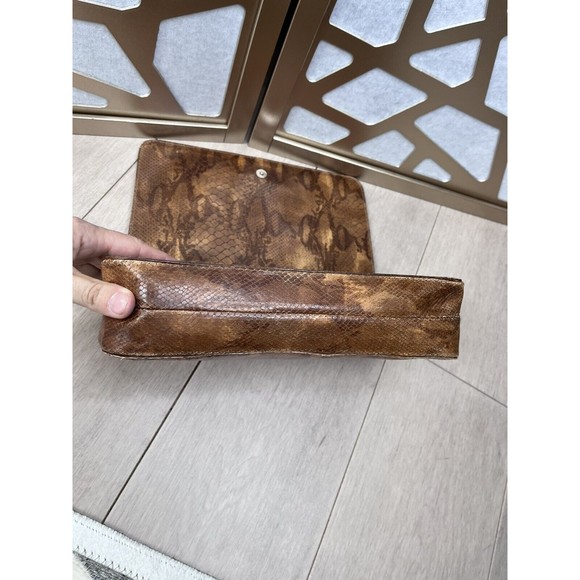 VTG Authentic VALENTINO SNAKE LEATHER SHOULDER MID BAG TAN - Picture 16 of 16